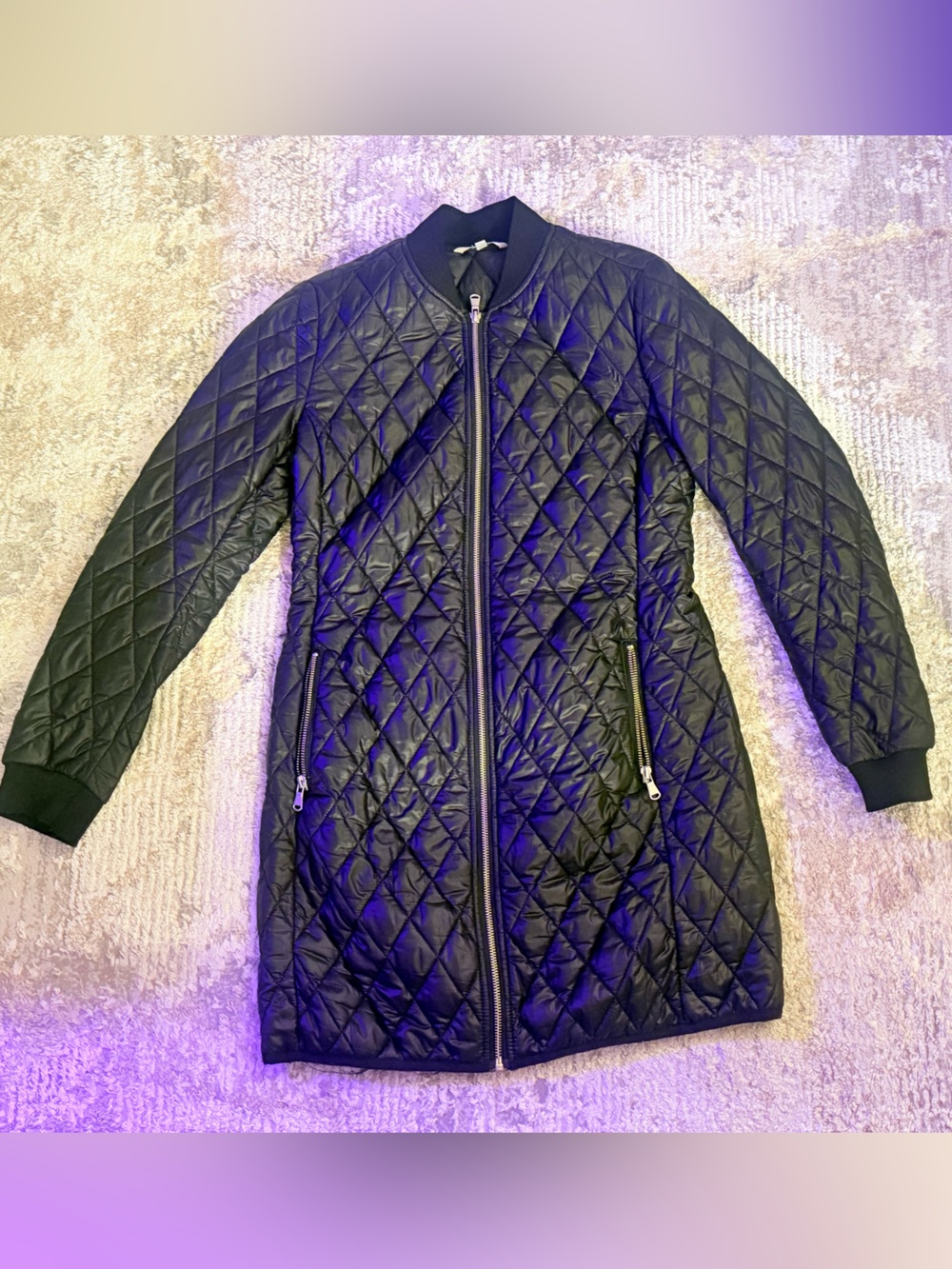 ALFRED SUNG Black Quilted Long Puffer Jacket